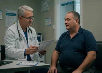 Doctor providing supportive obesity treatment program guidance to a client at Weight Management Institute's Perth clinic