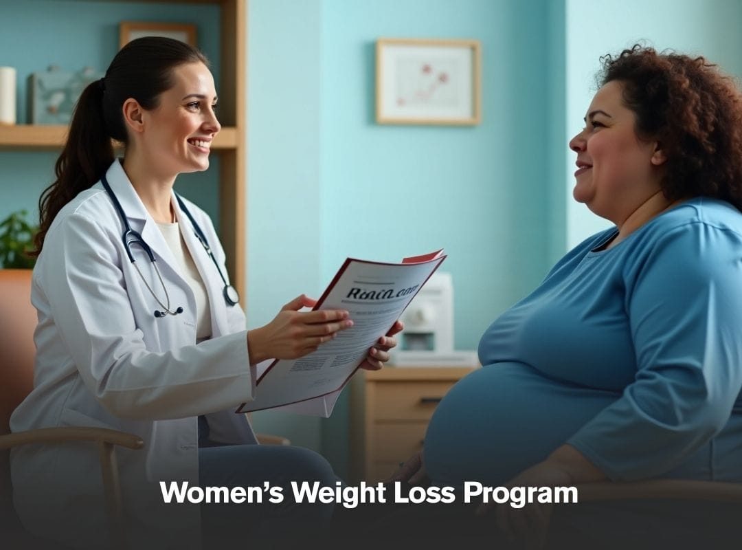 Women’s obesity program in Perth Overweight middle-aged Indigenous Australian woman setting with her weight loss specialist in Perth